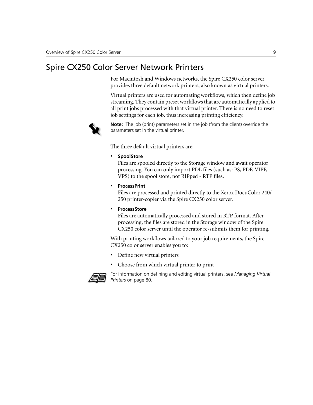 Xerox CX240 manual Spire CX250 Color Server Network Printers 