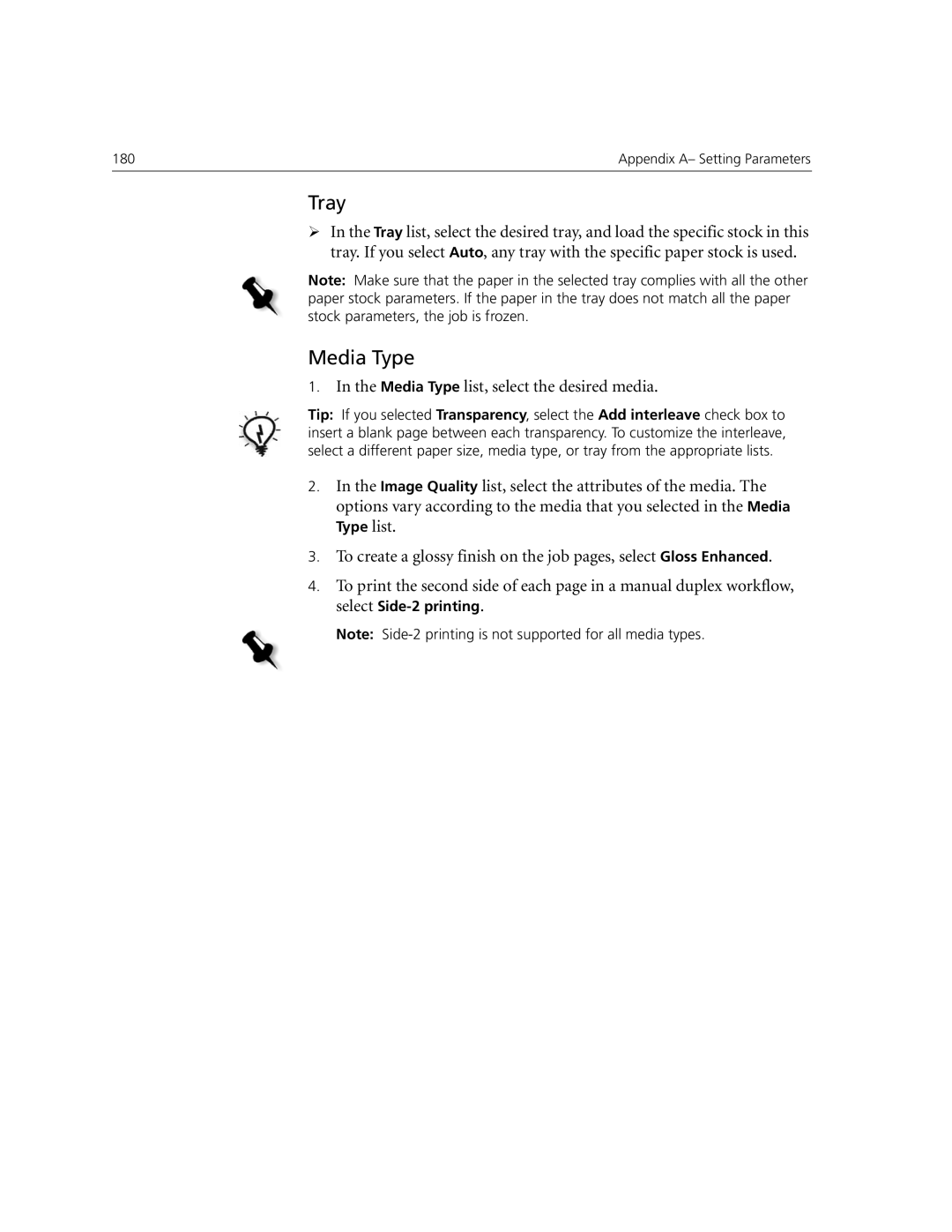 Xerox CX240, CX250 manual Tray, Media Type list, select the desired media 