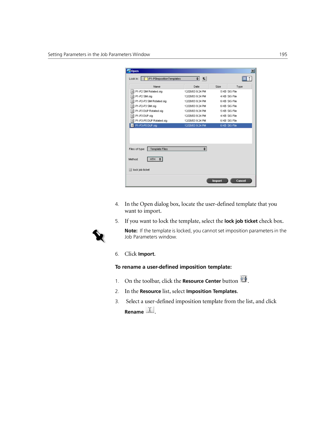 Xerox CX250, CX240 manual To rename a user-defined imposition template 