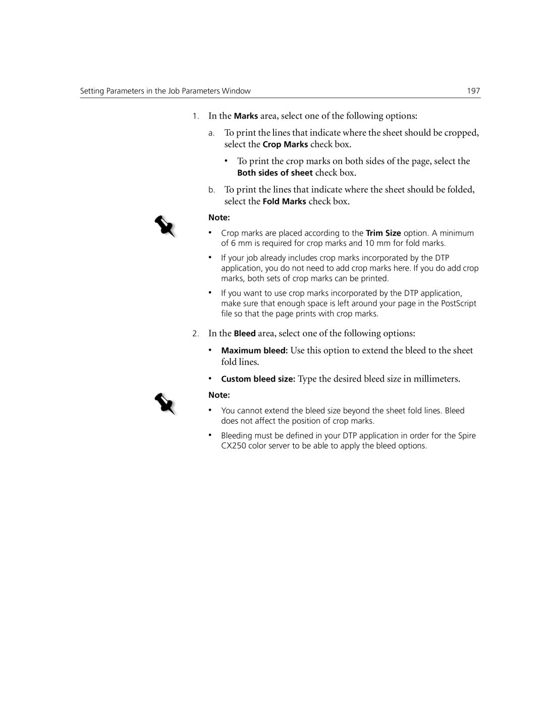 Xerox CX250, CX240 manual To print the crop marks on both sides of the page, select 