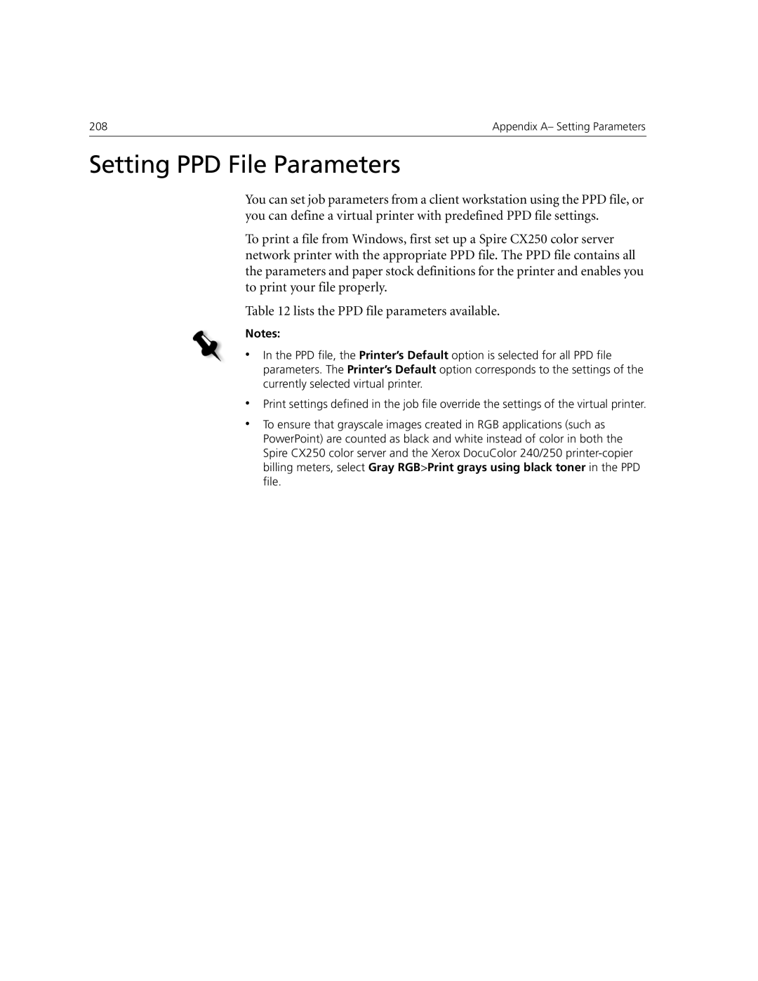 Xerox CX240, CX250 manual Setting PPD File Parameters 