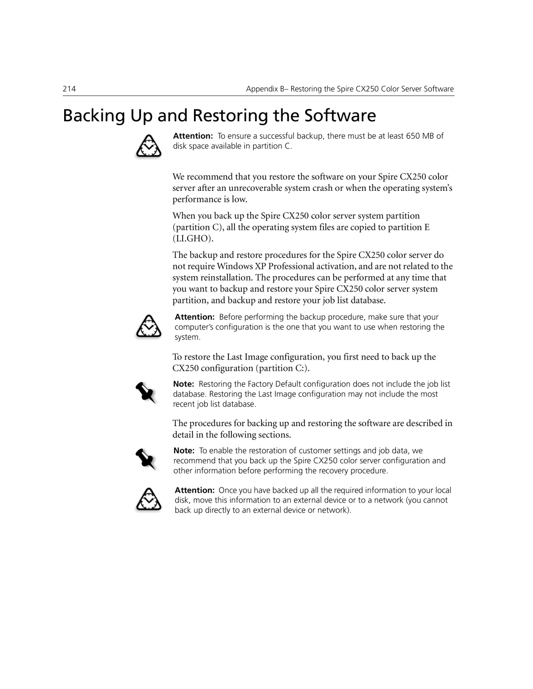 Xerox CX240, CX250 manual Backing Up and Restoring the Software 