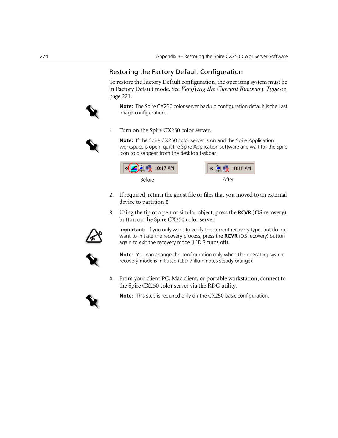 Xerox CX240, CX250 manual Restoring the Factory Default Configuration 