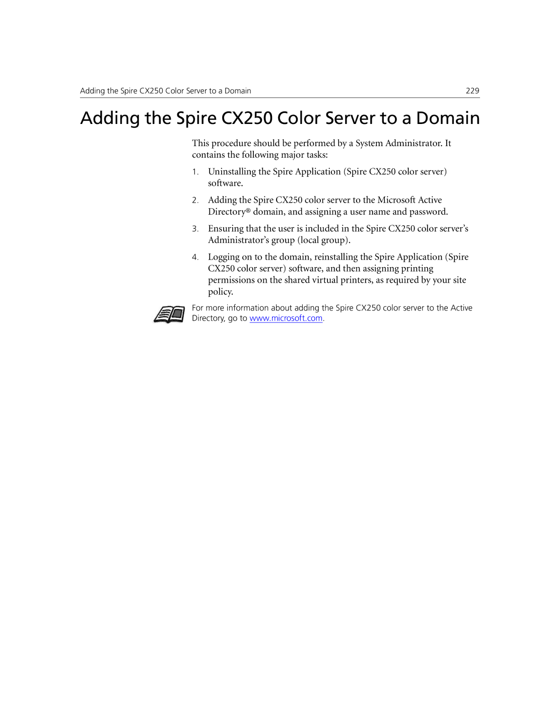 Xerox CX240 manual Adding the Spire CX250 Color Server to a Domain 