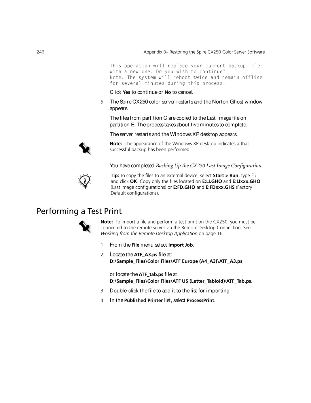 Xerox CX240, CX250 manual Performing a Test Print, Or locate the ATFtab.ps file at 