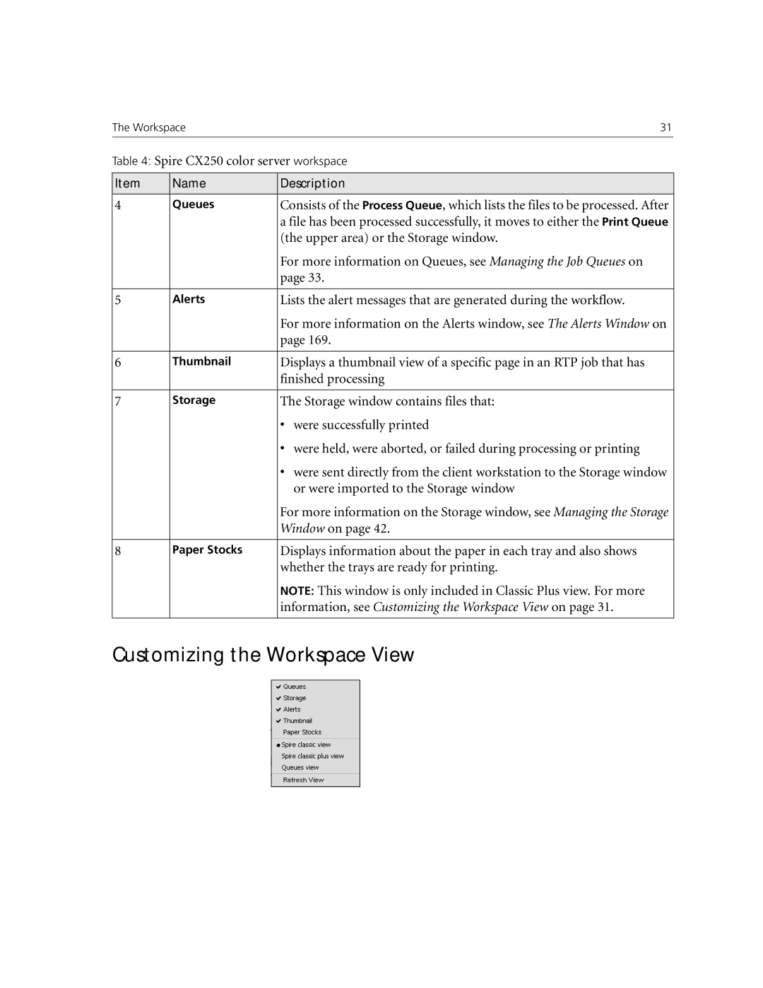 Xerox CX250, CX240 manual Customizing the Workspace View 