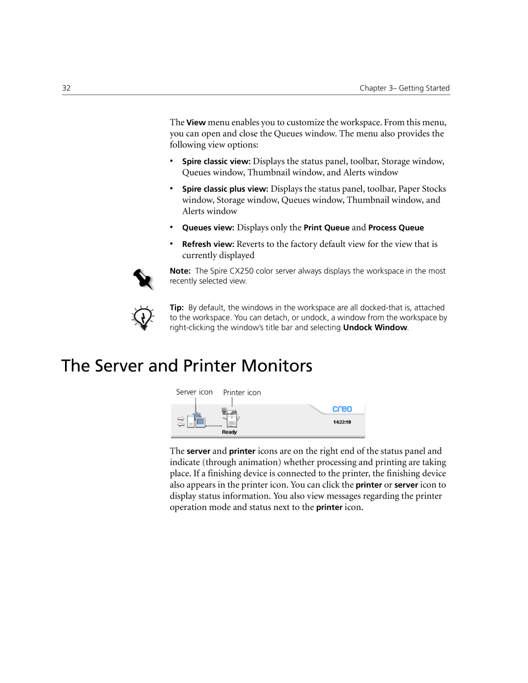 Xerox CX240, CX250 manual Server and Printer Monitors 