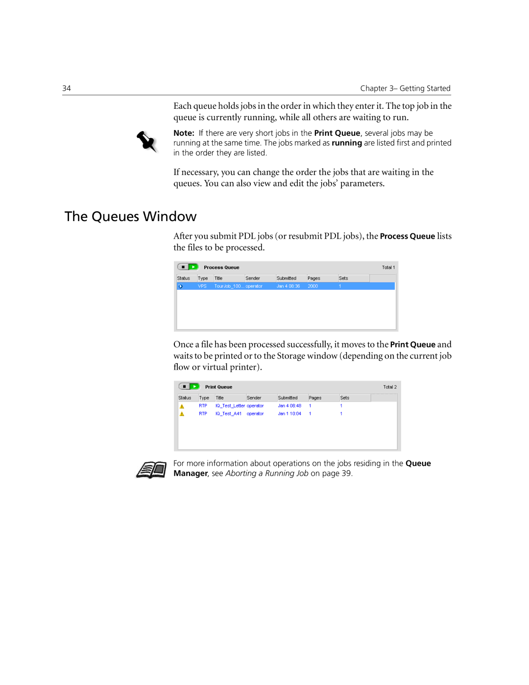 Xerox CX240, CX250 manual Queues Window 