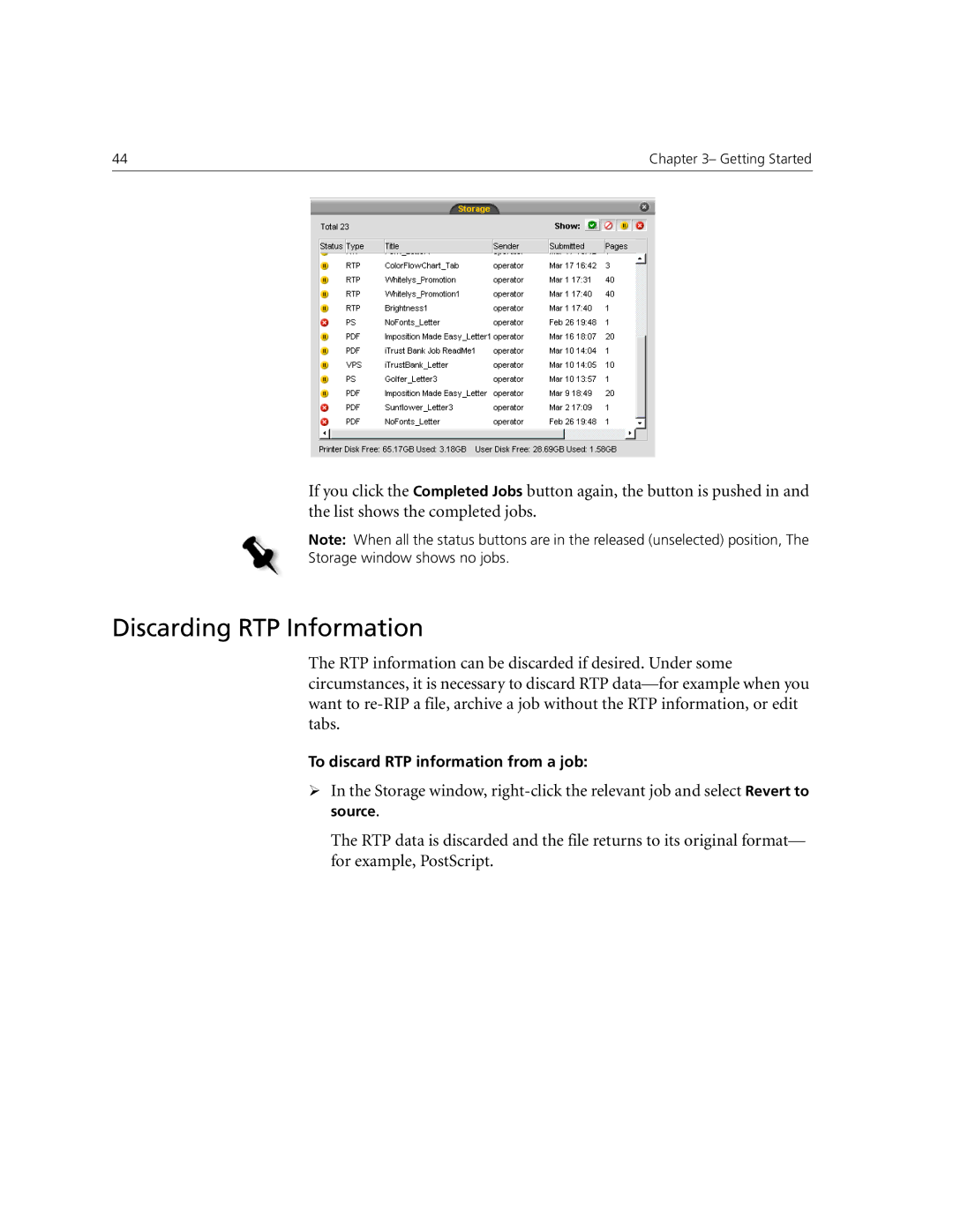 Xerox CX240, CX250 manual Discarding RTP Information 