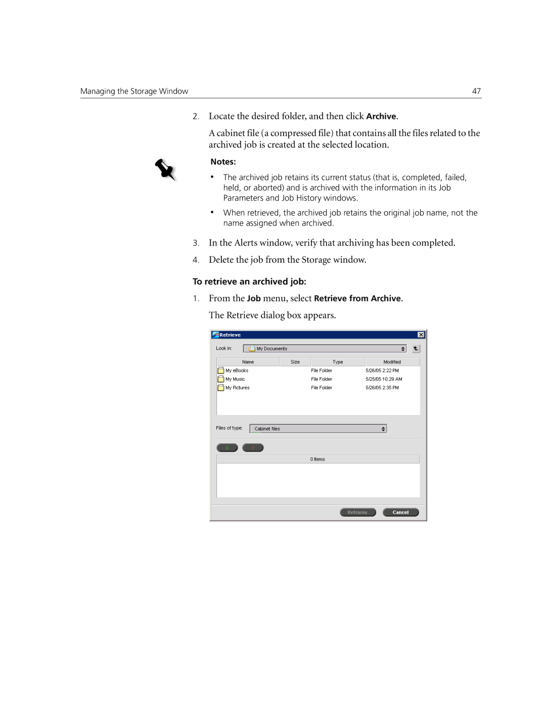 Xerox CX250, CX240 manual Retrieve dialog box appears 