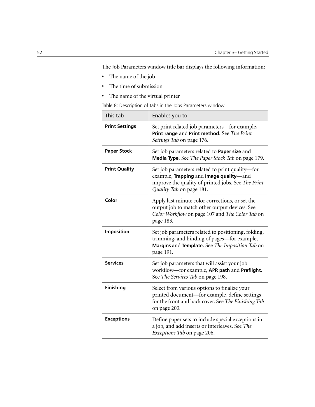 Xerox CX240, CX250 manual Set print related job parameters-for example, Set job parameters related to Paper size 