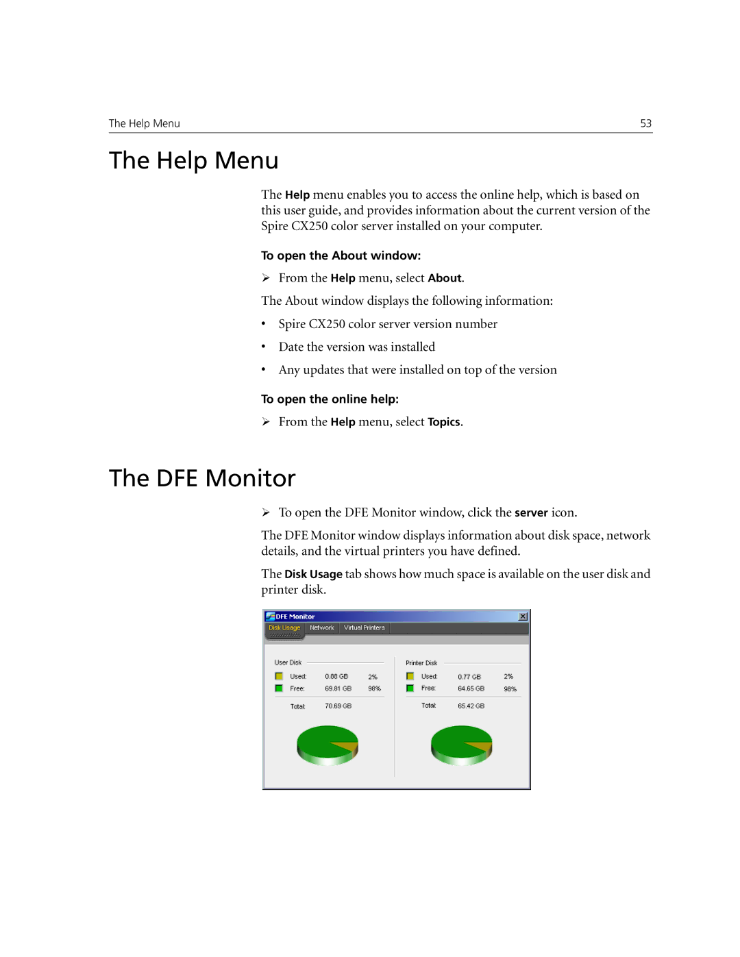 Xerox CX250, CX240 manual Help Menu, DFE Monitor, ¾ From the Help menu, select Topics 