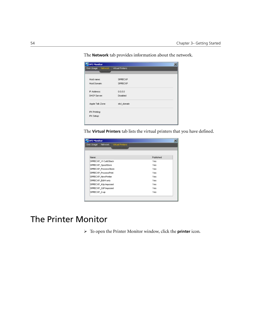 Xerox CX240, CX250 manual ¾ To open the Printer Monitor window, click the printer icon 