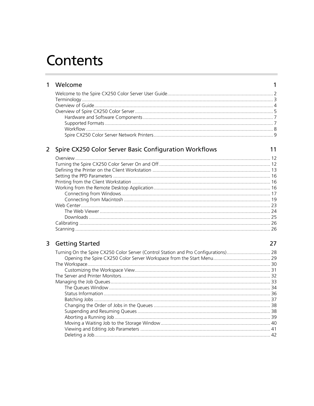 Xerox CX250, CX240 manual Contents 