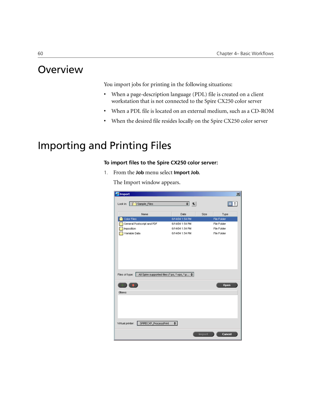 Xerox CX240, CX250 manual Overview, Importing and Printing Files 