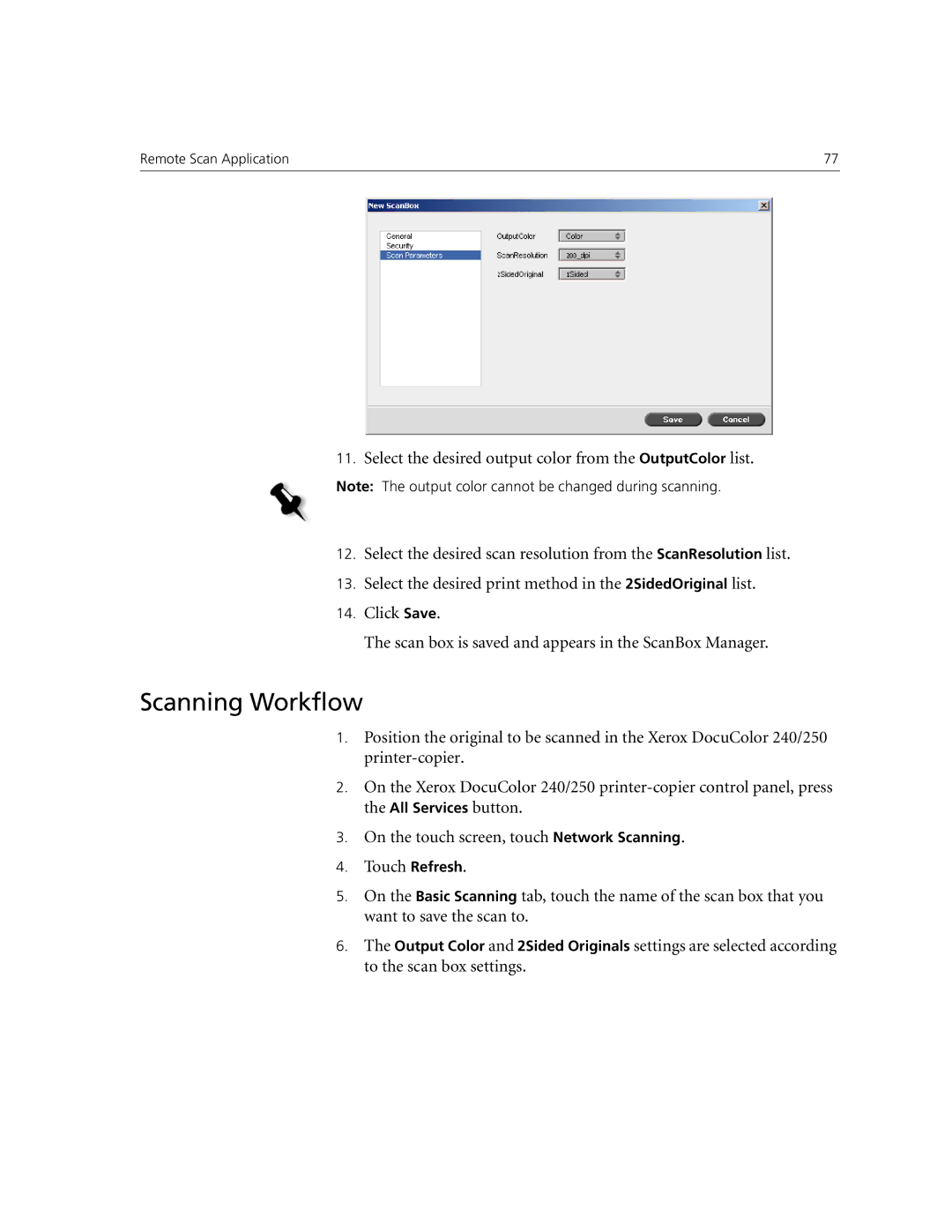 Xerox CX250, CX240 manual Scanning Workflow 