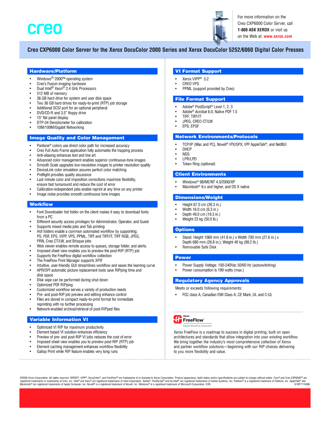 Xerox CXP6000 Hardware/Platform, Image Quality and Color Management, Workflow, Variable Information, VI Format Support 