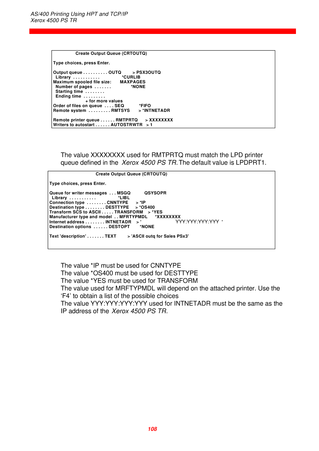 Xerox D60327 instruction manual 108 