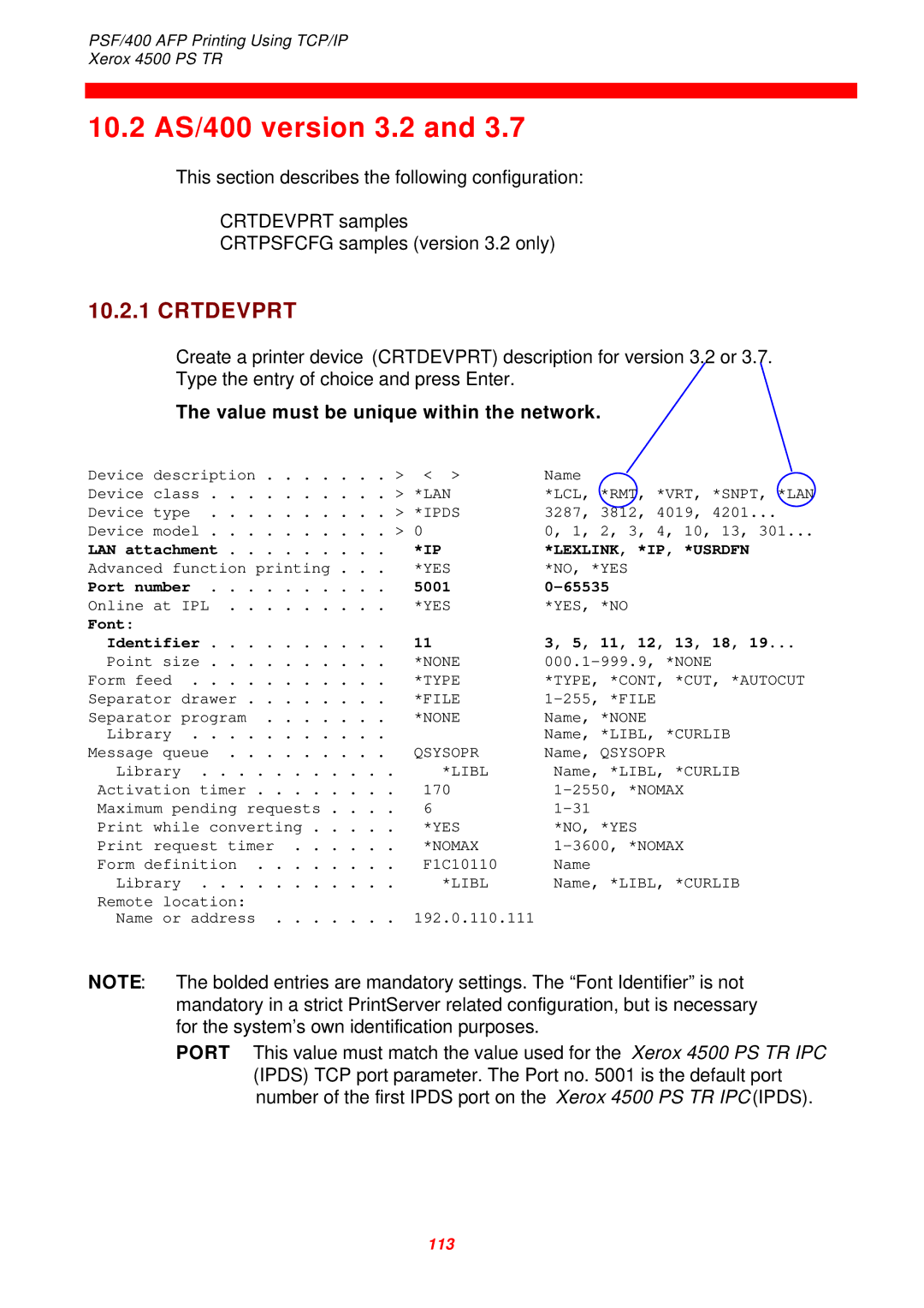 Xerox D60327 instruction manual 10.2 AS/400 version 3.2, Lexlink, *Ip, *Usrdfn 