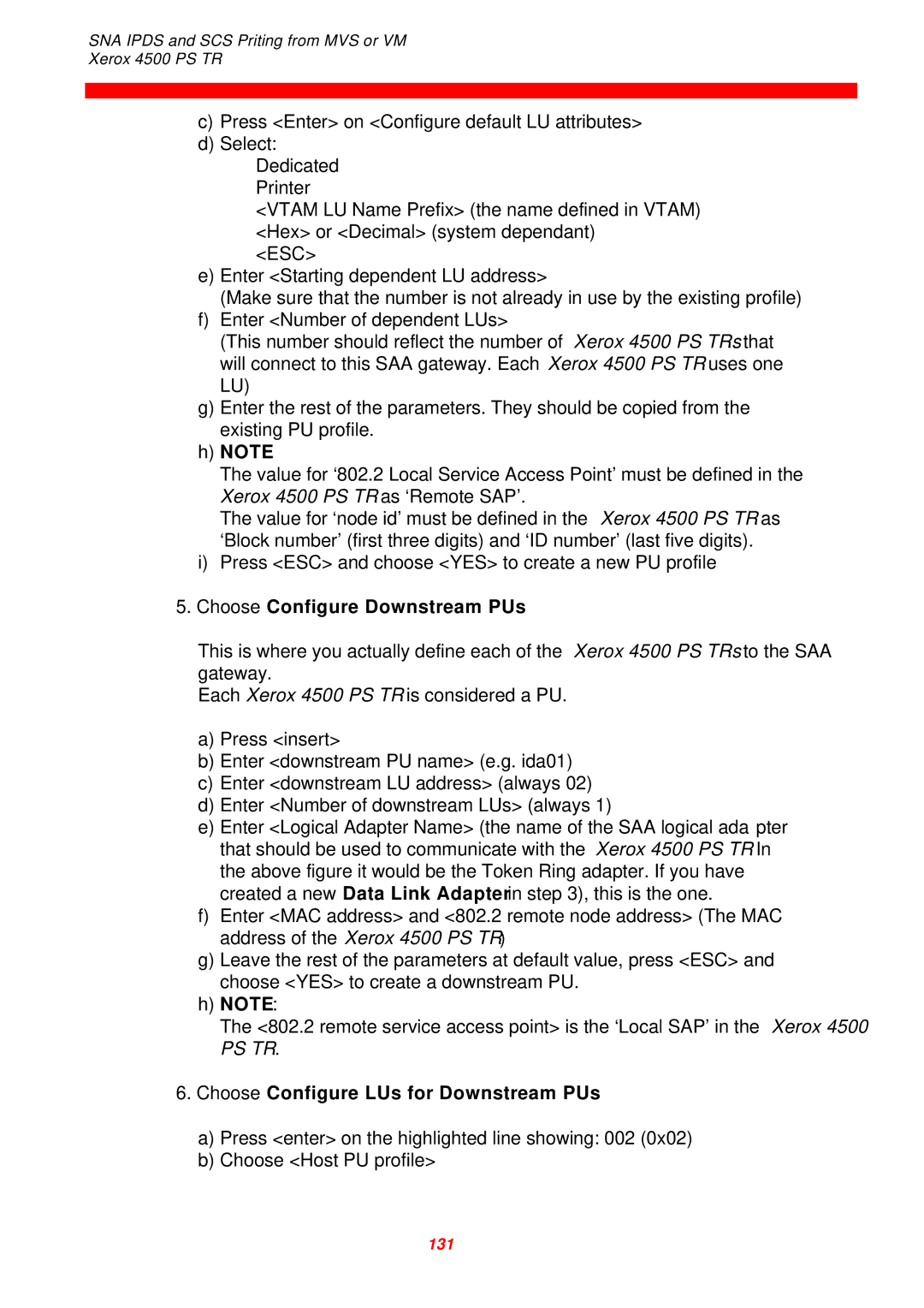 Xerox D60327 instruction manual Choose Configure Downstream PUs, Choose Configure LUs for Downstream PUs 