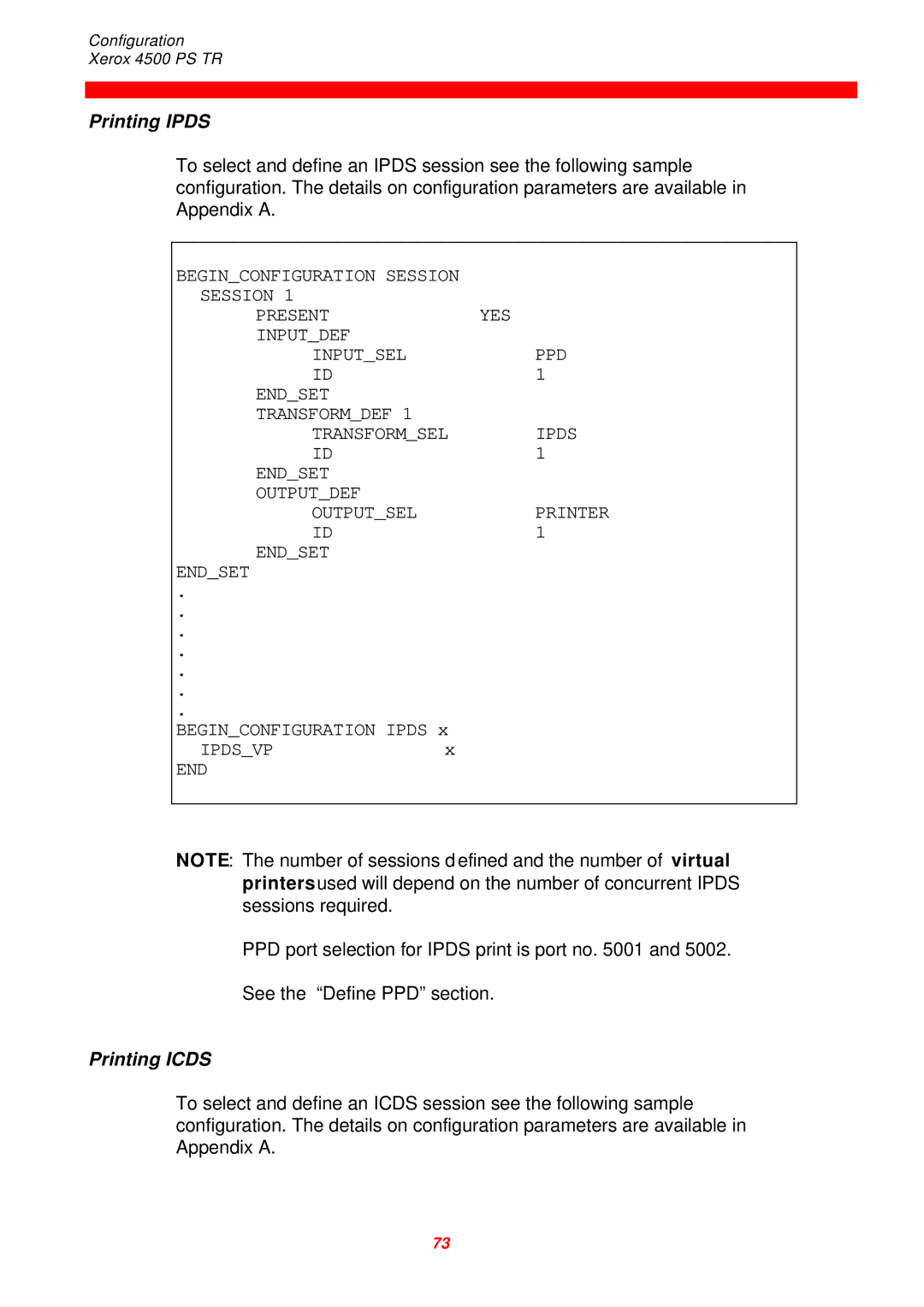 Xerox D60327 instruction manual Printing Ipds, Printing Icds 