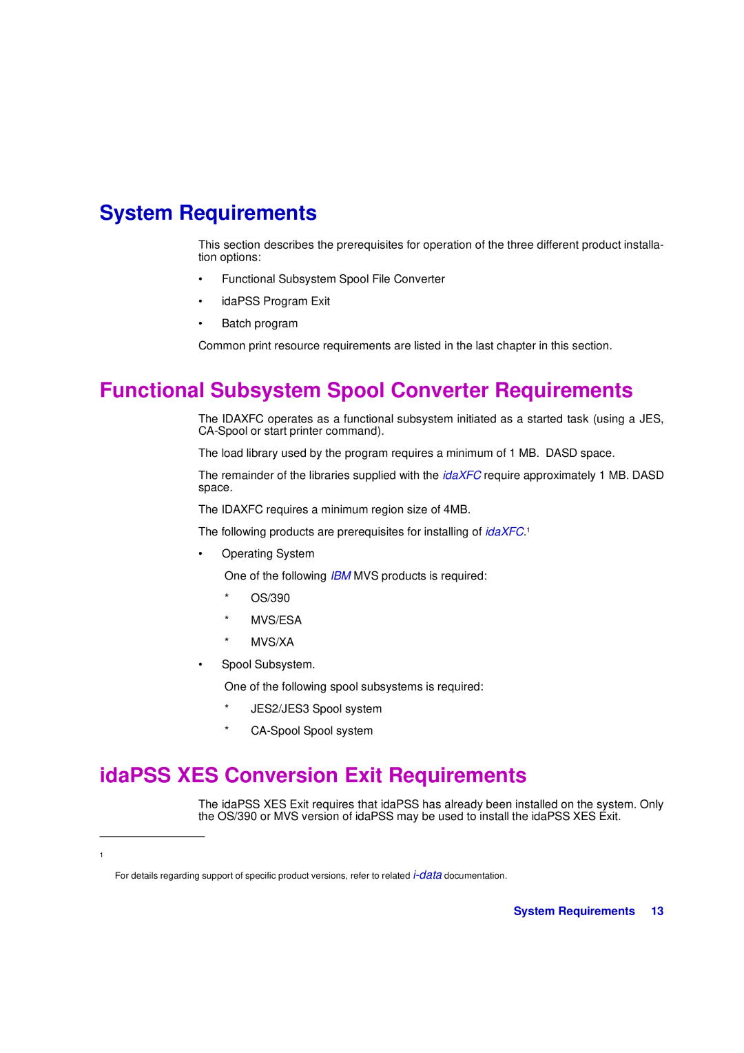 Xerox D63-069-00 manual System Requirements, Functional Subsystem Spool Converter Requirements 