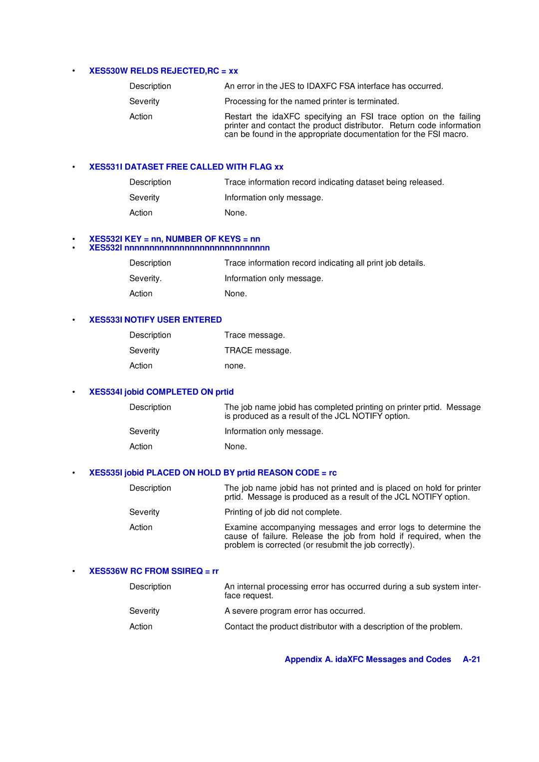 Xerox D63-069-00 manual XES533I Notify User Entered 