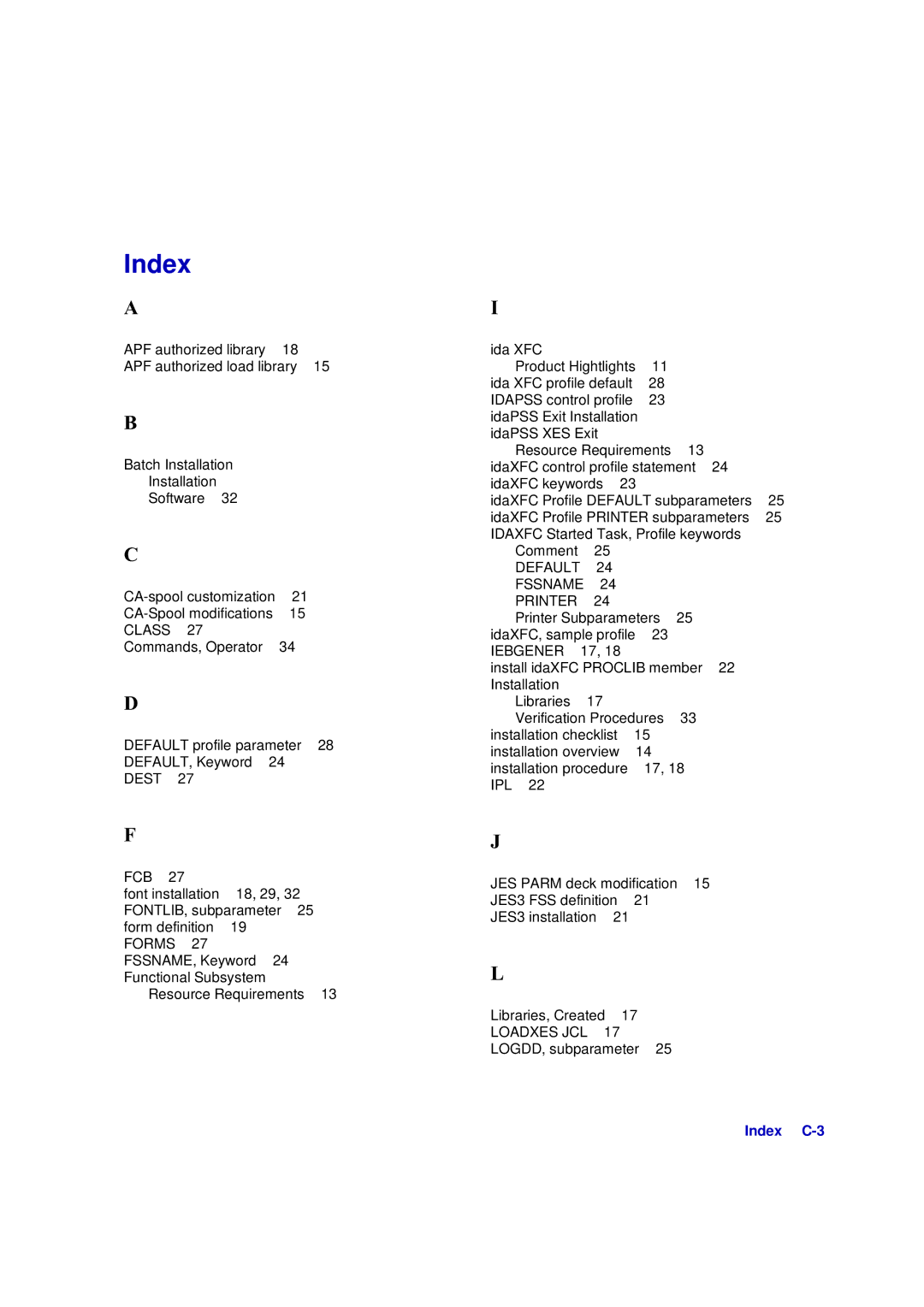 Xerox D63-069-00 manual Index C-3 