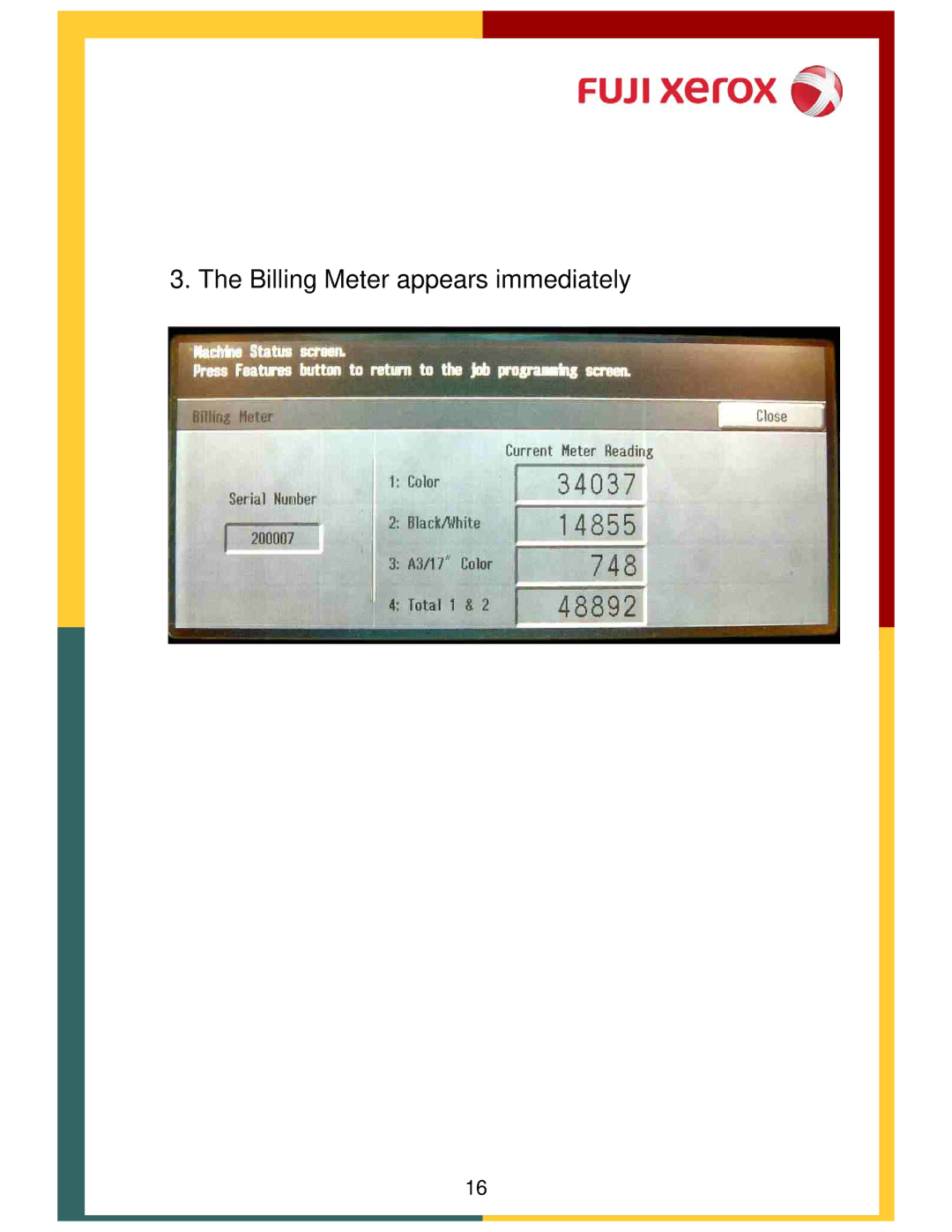 Xerox 320, DCC400 manual Billing Meter appears immediately 