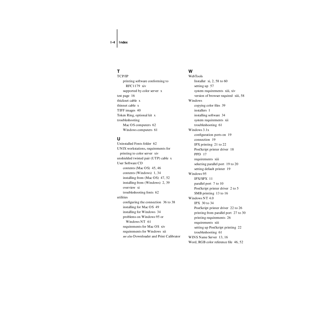 Xerox DocuColor 40CP manual Tcp/Ip 