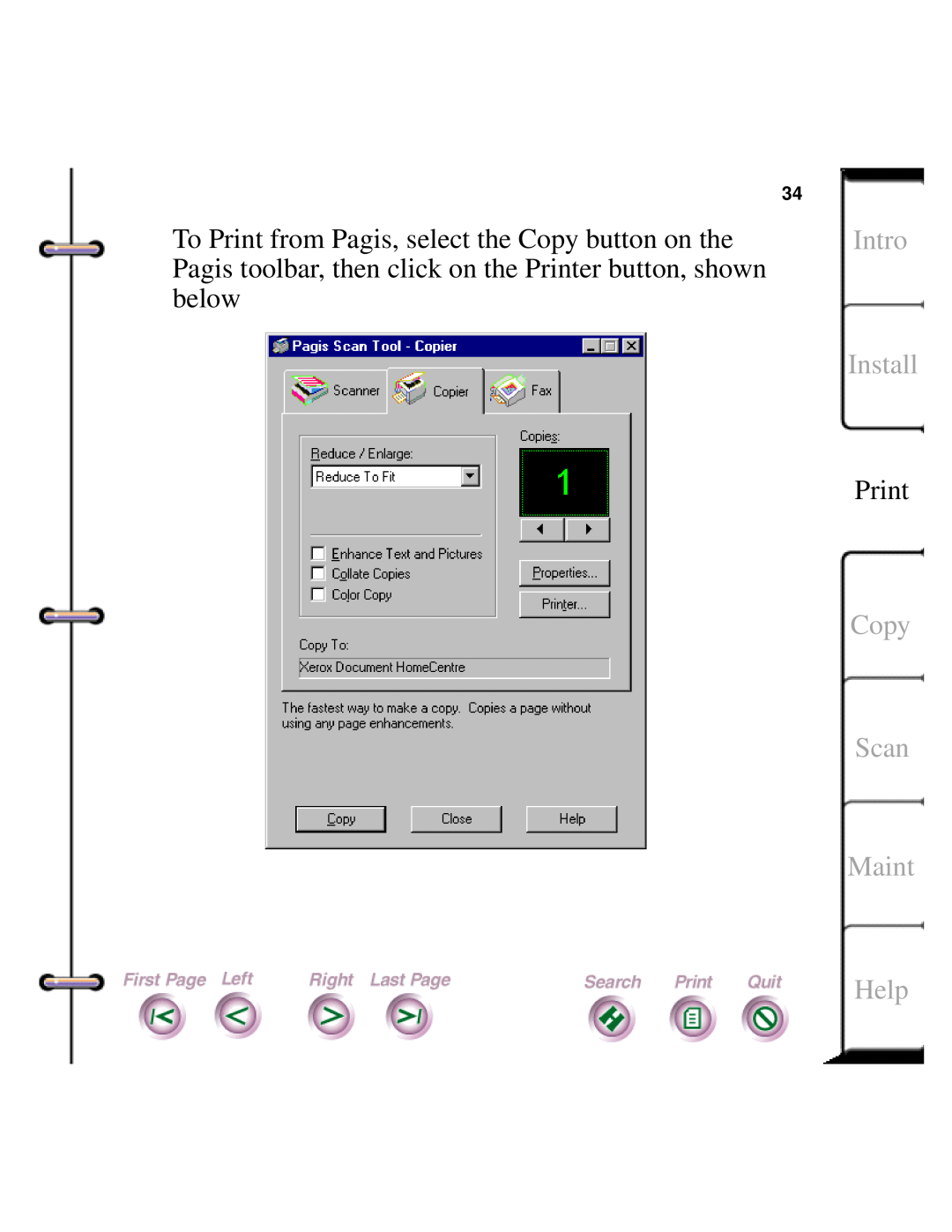 Xerox Document HomeCentre manual Intro Install, Print, Copy Scan Maint, Help 