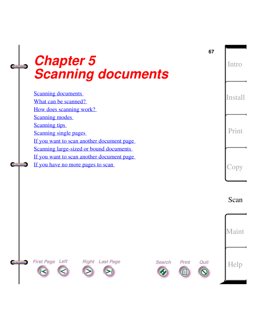 Xerox Document HomeCentre manual Chapter Scanning documents, Intro Install Print Copy, Maint, Help 