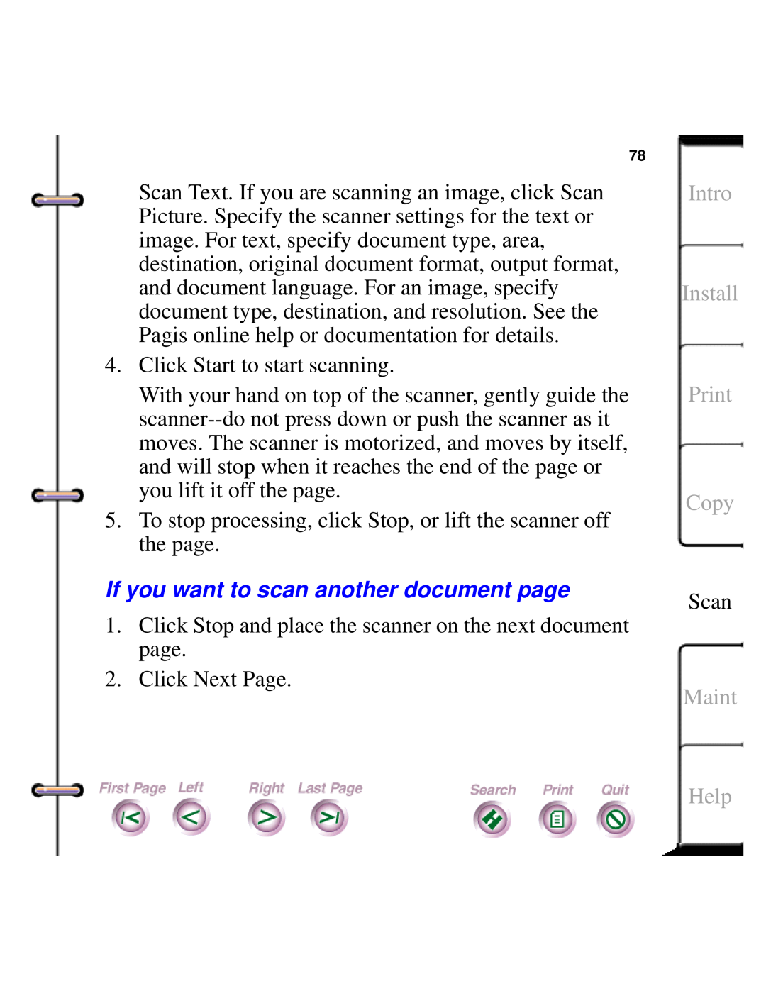 Xerox Document HomeCentre manual Click Start to start scanning, If you want to scan another document page, Maint, Help 