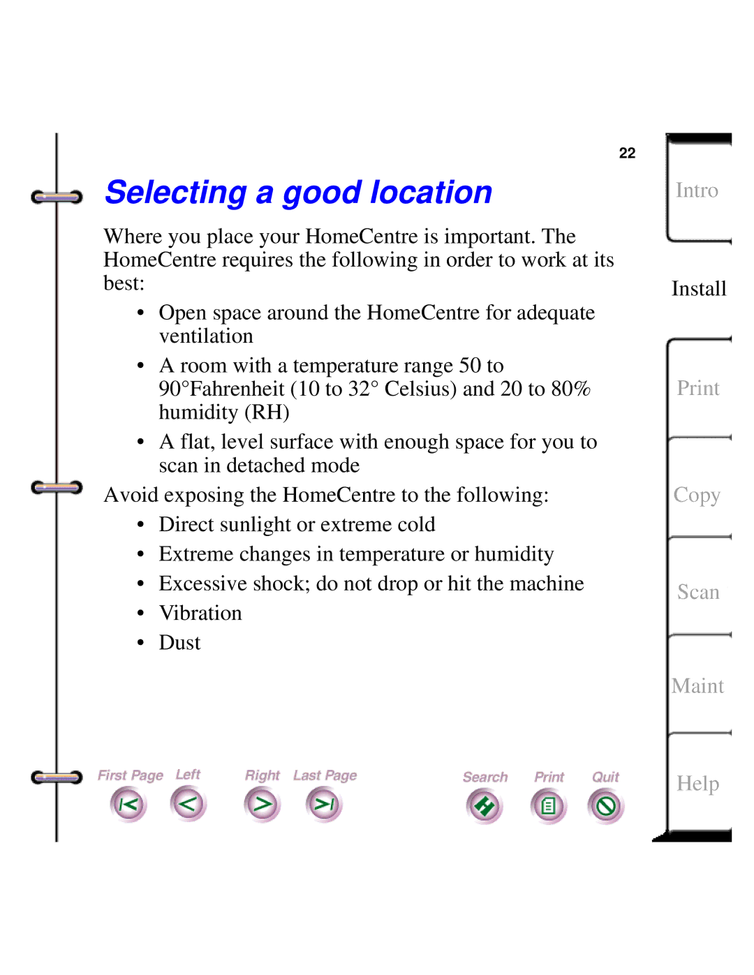 Xerox Document HomeCentre manual Selecting a good location 