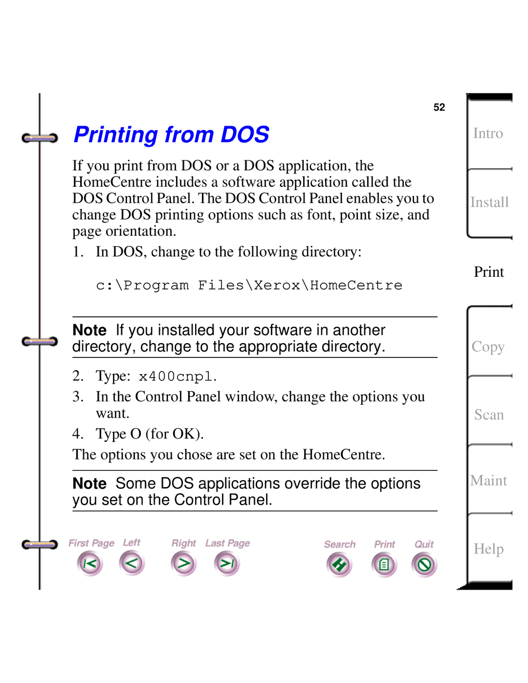 Xerox Document HomeCentre manual Printing from DOS 