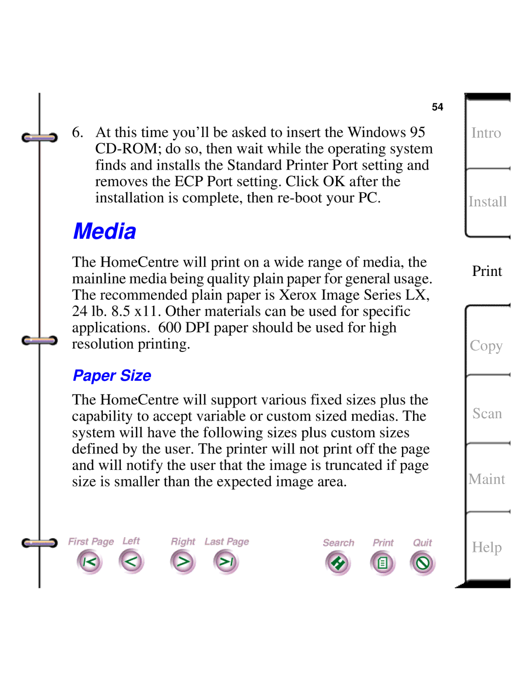 Xerox Document HomeCentre manual Media, Paper Size 