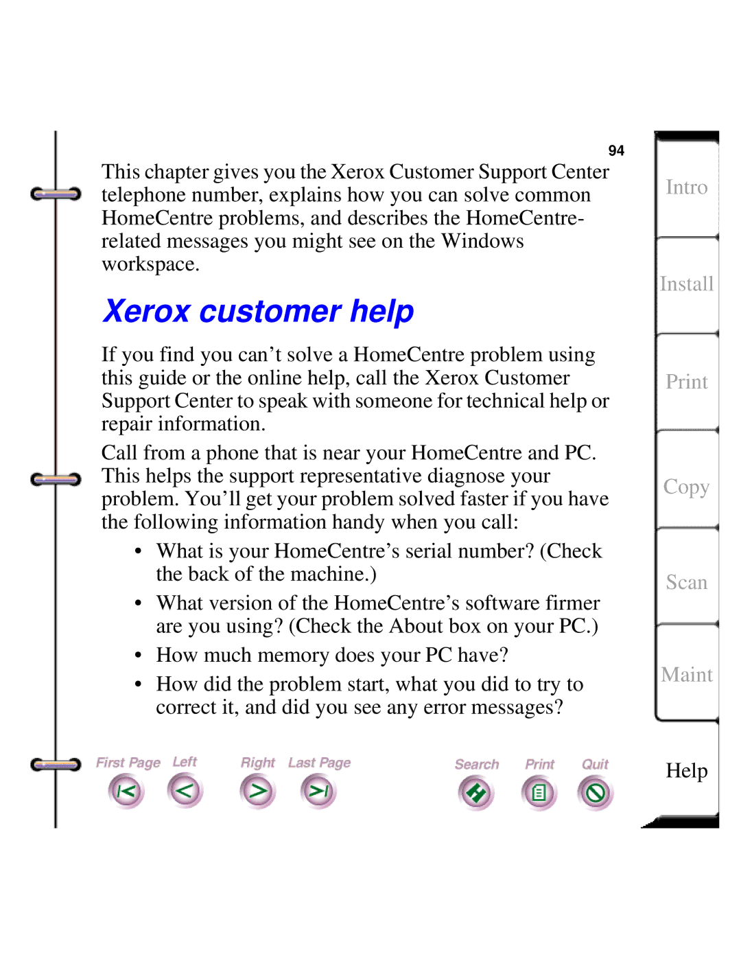 Xerox Document HomeCentre manual Xerox customer help 