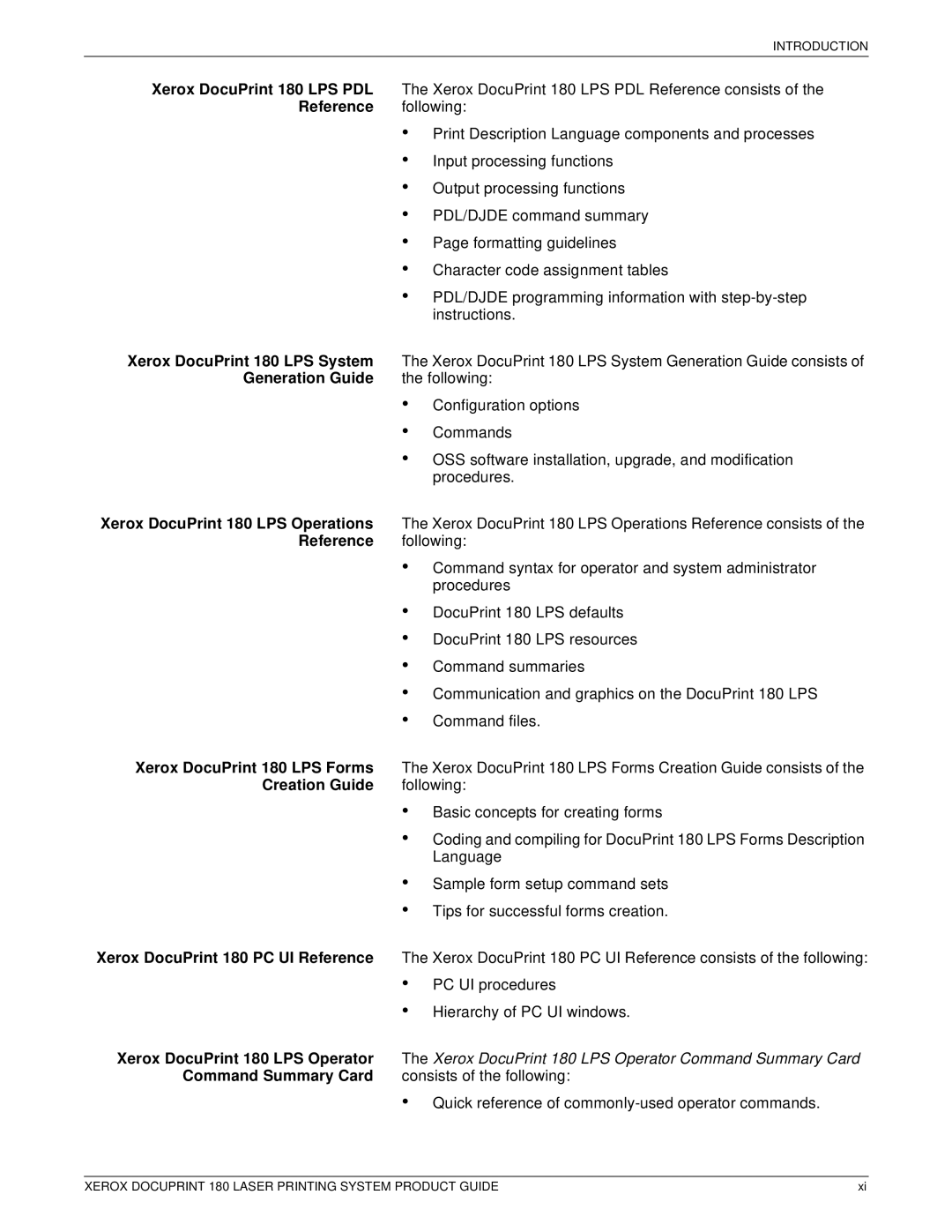 Xerox manual Xerox DocuPrint 180 LPS PDL, Reference, Xerox DocuPrint 180 LPS System, Generation Guide, Creation Guide 