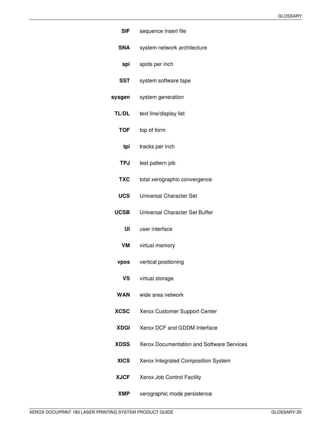 Xerox DocuPrint 180 manual GLOSSARY-29 