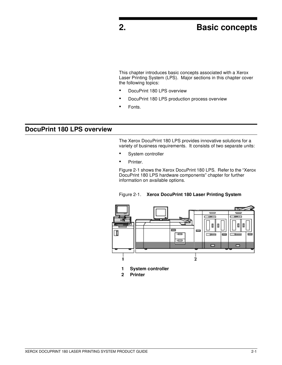 Xerox manual Basic concepts, DocuPrint 180 LPS overview 