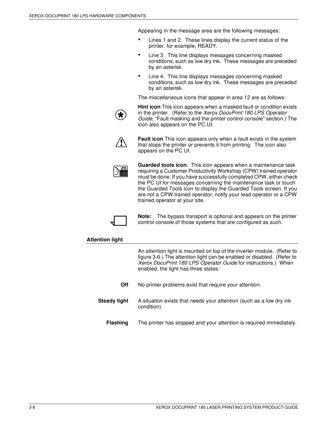 Xerox DocuPrint 180 manual Xerox Docuprint 180 LPS Hardware Components 