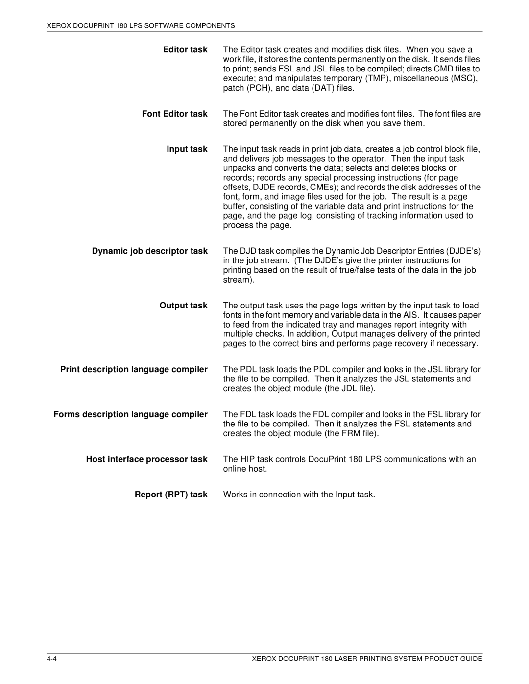 Xerox DocuPrint 180 manual Xerox Docuprint 180 LPS Software Components 