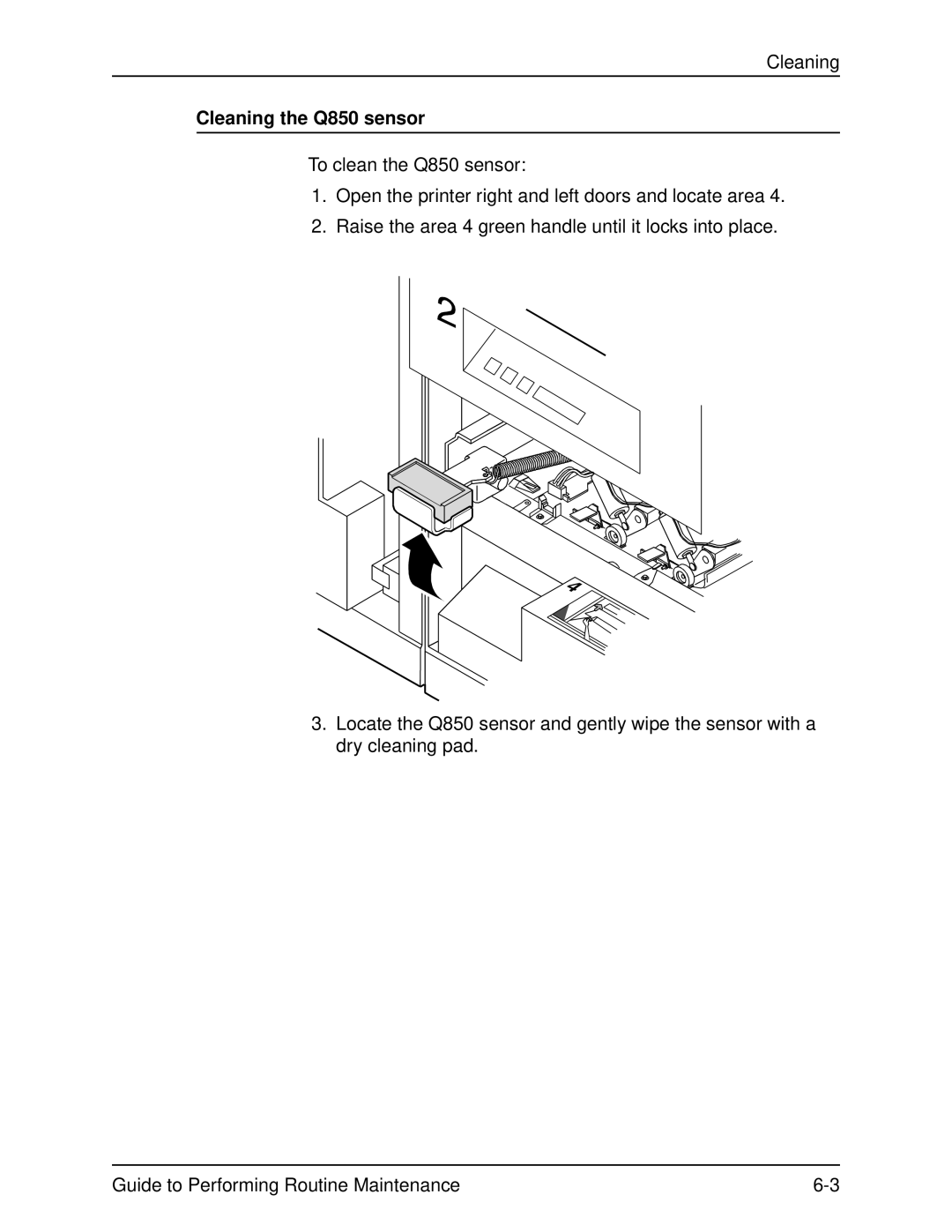 Xerox DocuPrint 96 manual Cleaning the Q850 sensor 