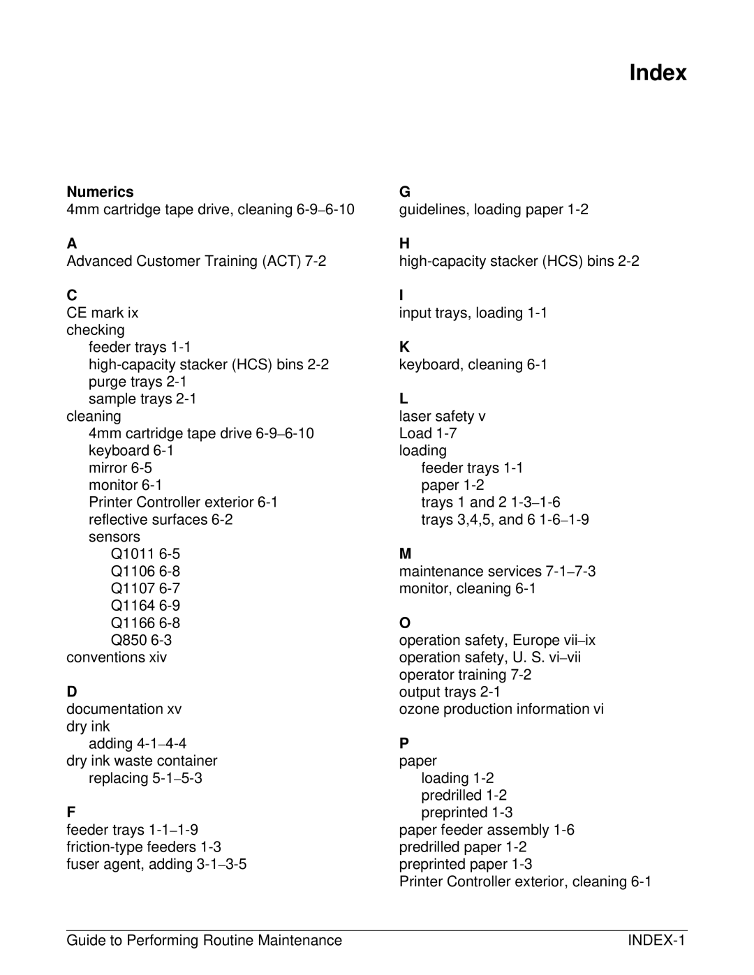 Xerox DocuPrint 96 manual Index, Numerics 