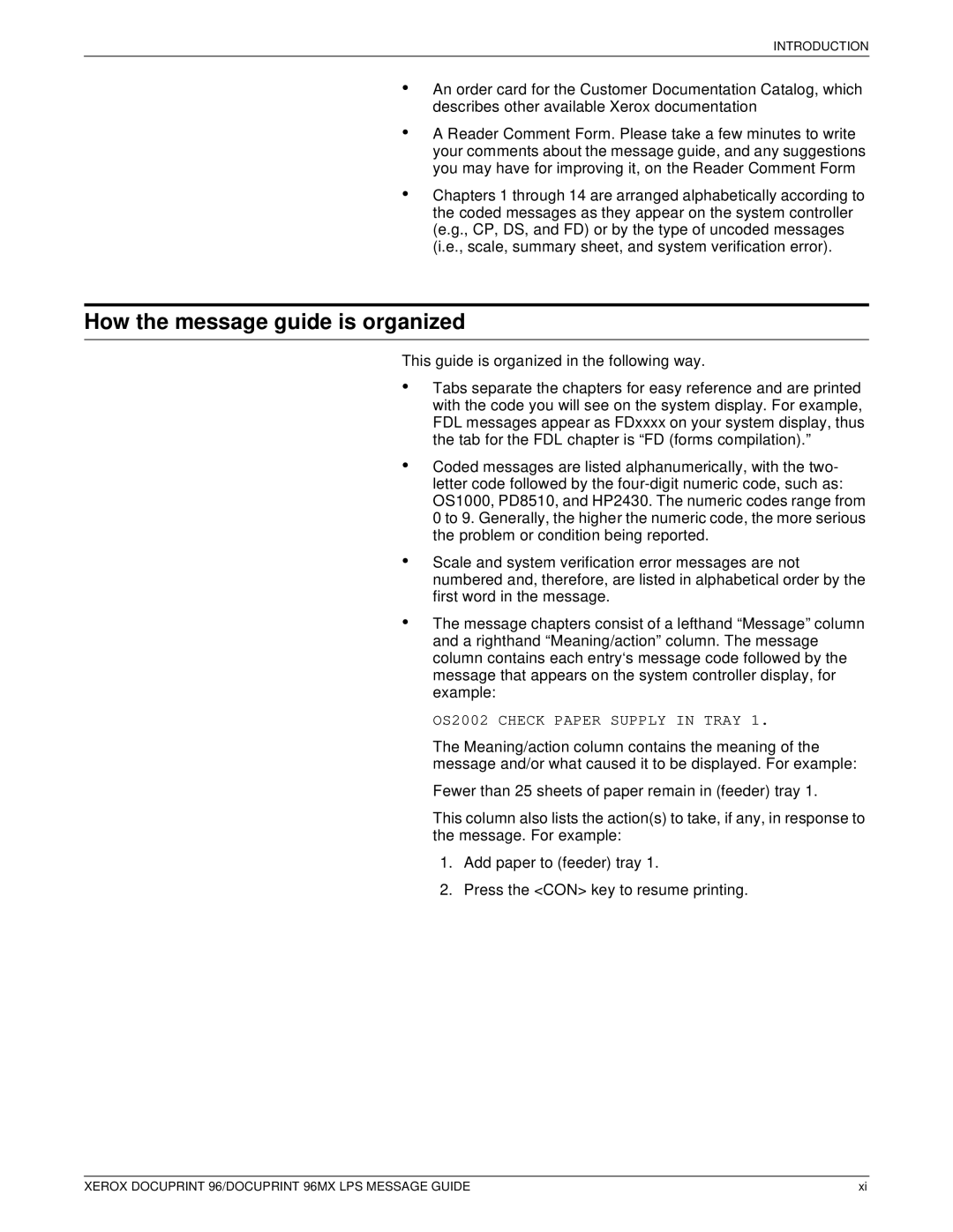 Xerox DocuPrint 96MX manual How the message guide is organized 