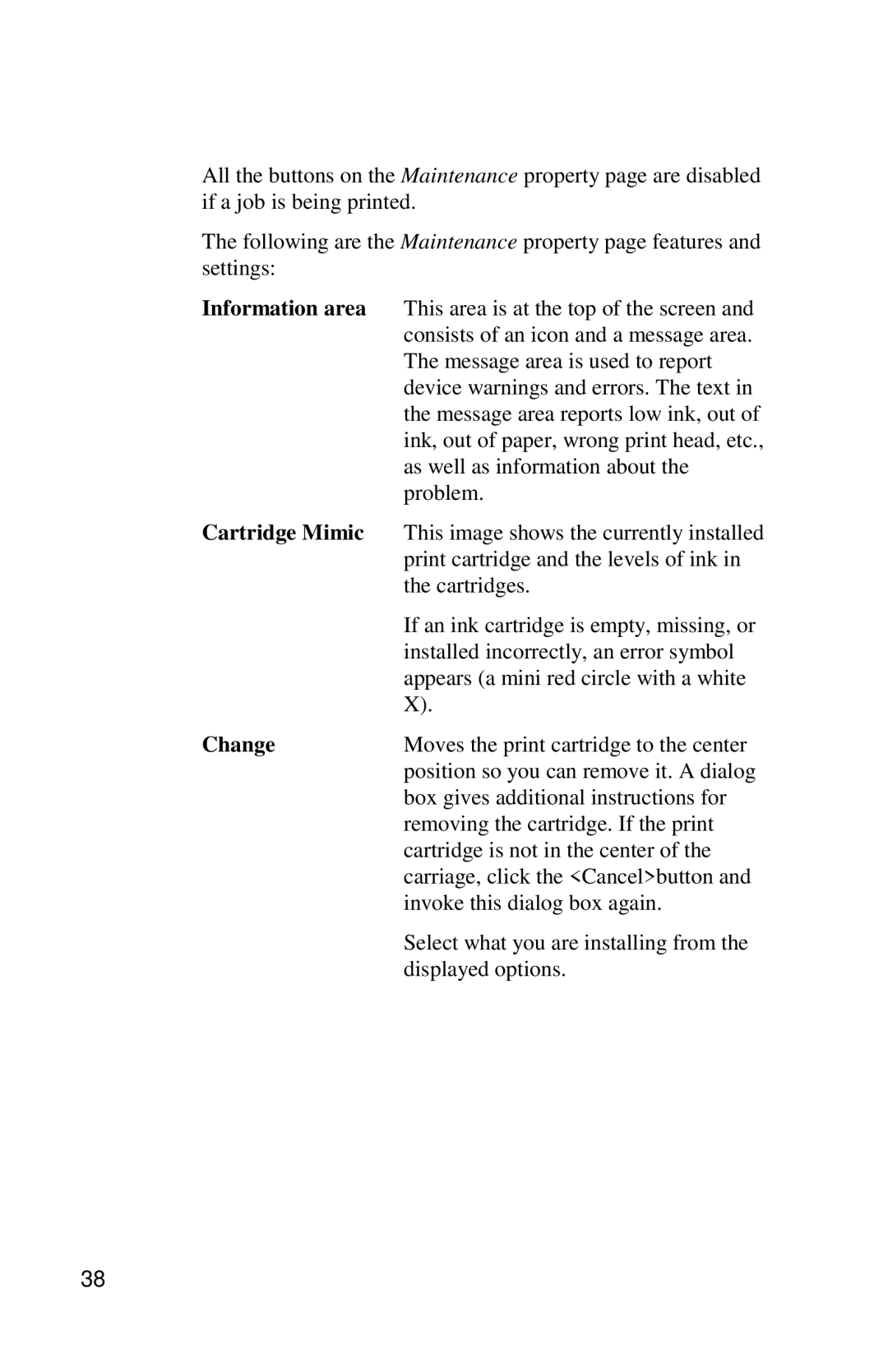 Xerox DocuPrint C6 manual Information area, Change 