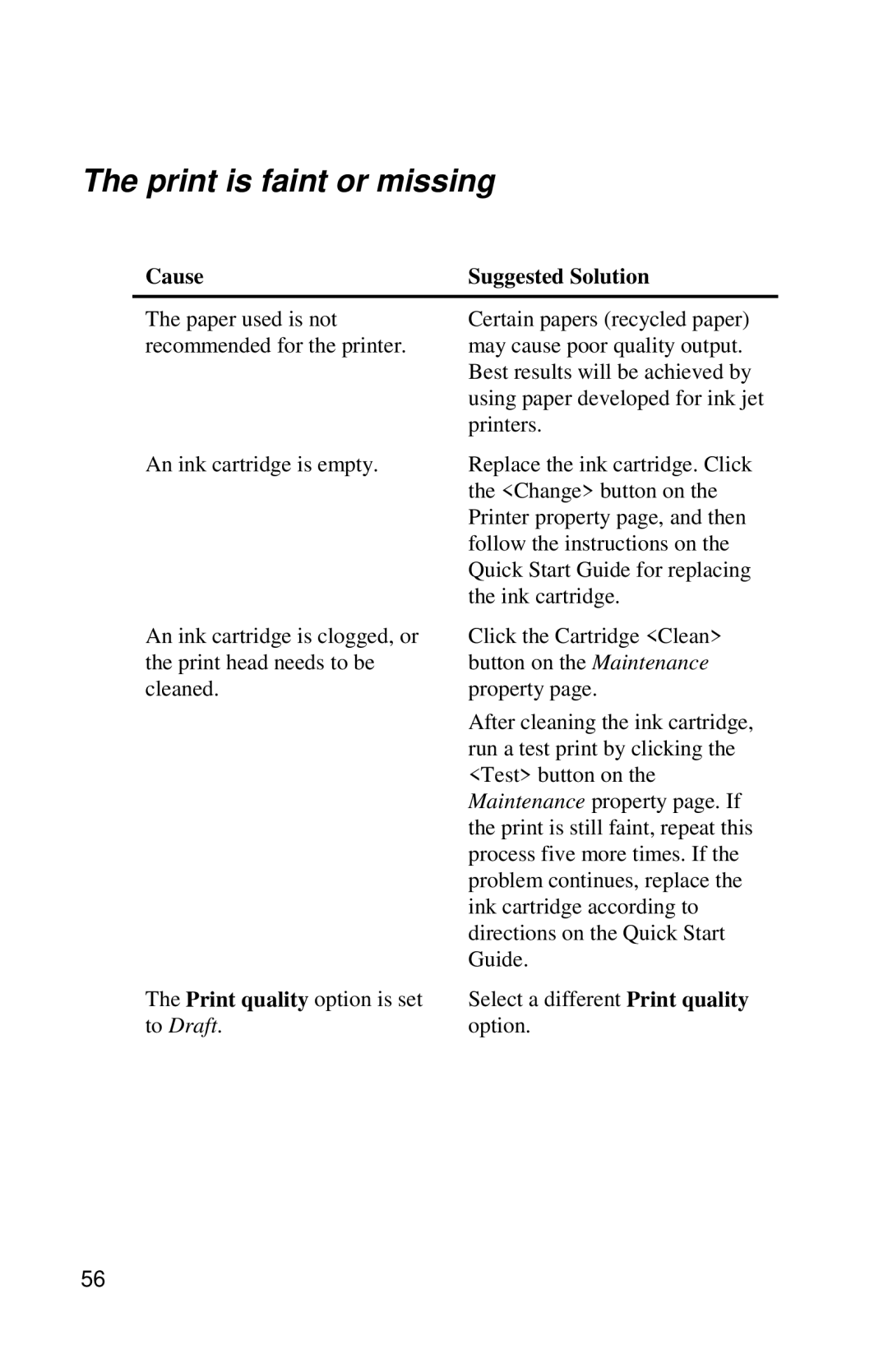 Xerox DocuPrint C6 manual Print is faint or missing, To Draft 