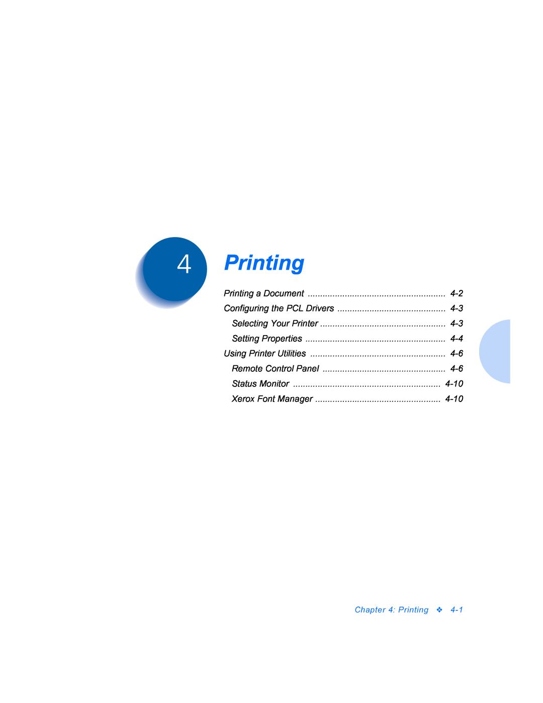 Xerox DocuPrint P8ex manual Printing, Remote Control Panel, 4-10 