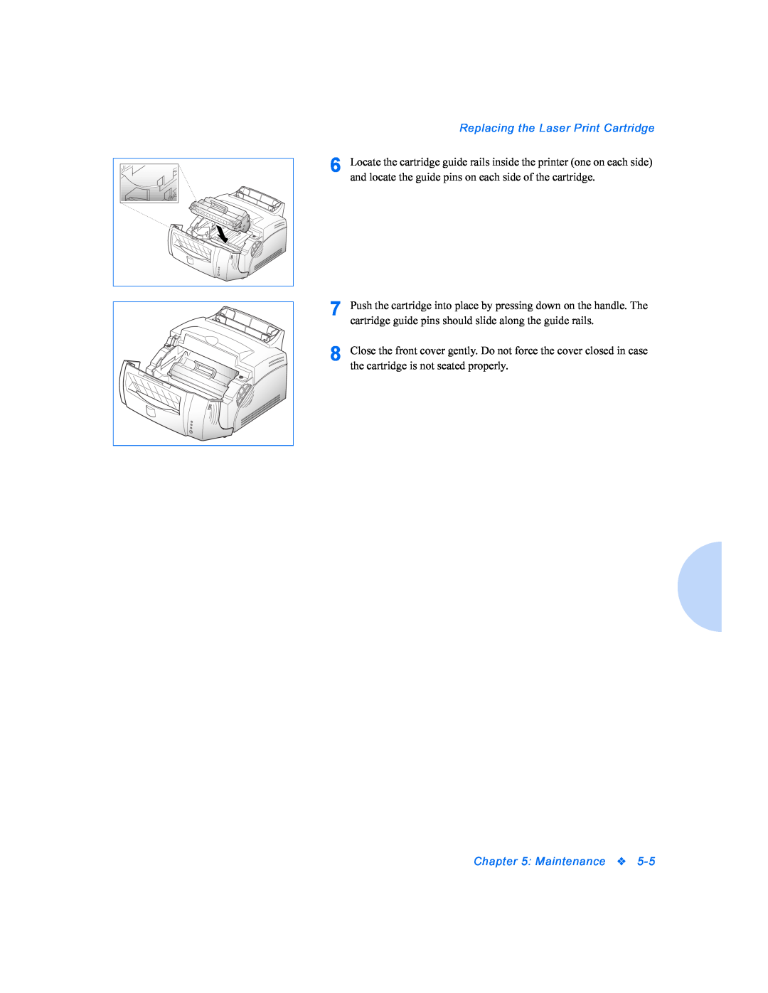 Xerox DocuPrint P8ex manual Replacing the Laser Print Cartridge, Maintenance 