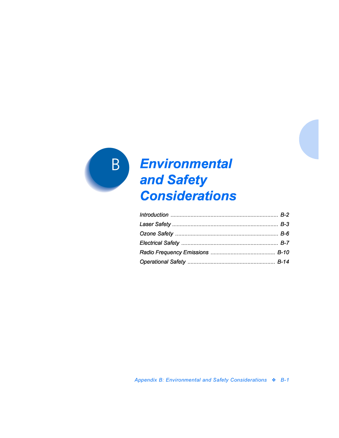 Xerox DocuPrint P8ex manual Environmental and Safety Considerations 